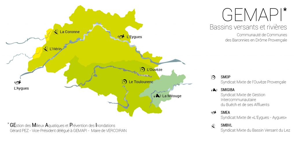 Les bassins hydrographiques de la Communauté de communes des Baronnies en Drôme Provençale